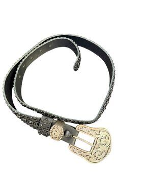 Kippys Black Leather Belt With Crystal Embellishments